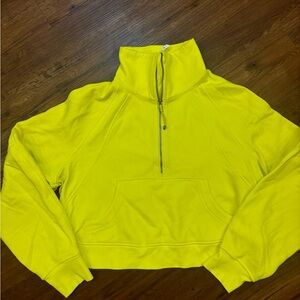 Lululemon Bright yellow cropped quarter zip scuba sweatshirt. Size M/L
